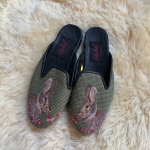 Bunny on Sage Needlepoint Mule Soles ByPaige